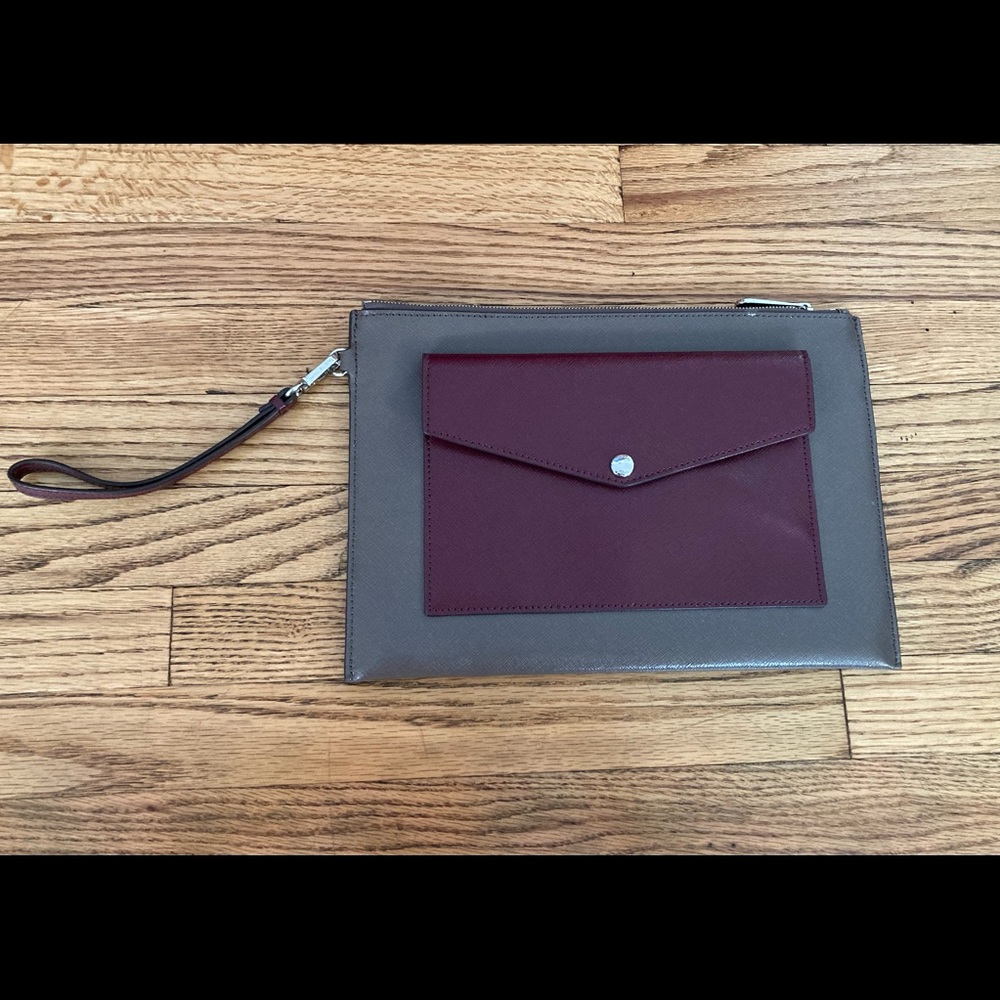 Michael Kors Clutch Purse Burgandy/gray